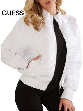 GUESS CICI Satin Quilted Bomber Jacket Size M New with Tags